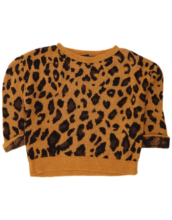 Topshop Pull à manches 1/2 et col bateau pour femme UK 14 Large Marron