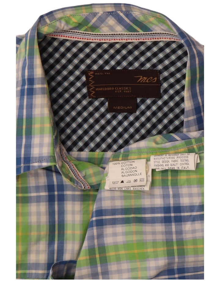 Marlboro Classics Chemise à manches courtes pour homme en coton à carreaux vert moyen