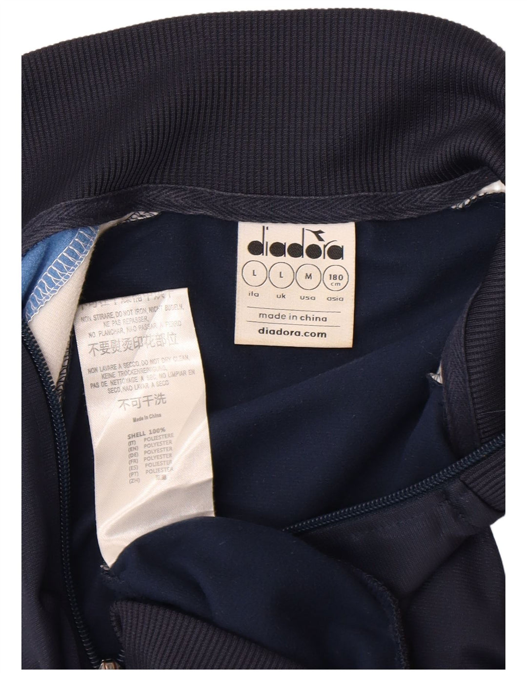 Diadora Veste de survêtement pour homme Large Bleu Marine Colorblock Polyester