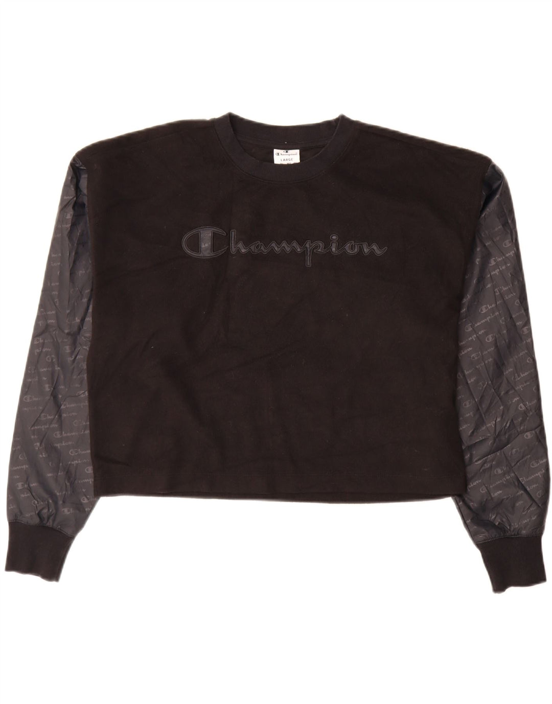 Champion Sweat-shirt court graphique pour femme UK 16 Large Noir