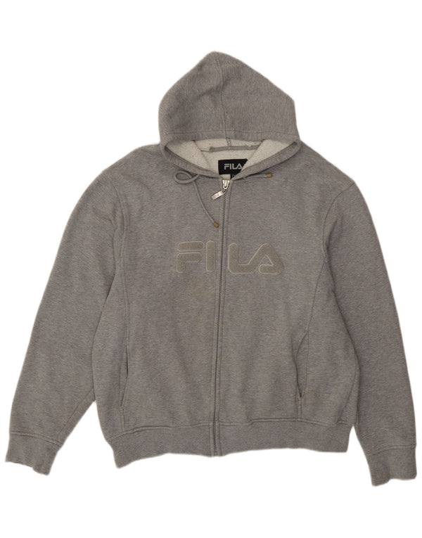 Fila Pull à capuche zippé graphique pour femme UK 20 2XL Gris Coton