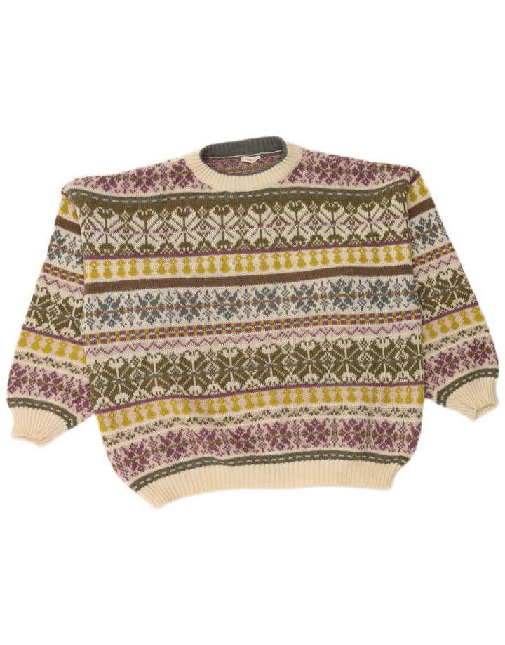 VINTAGE Pull col rond pour homme XL multicolore Fair Isle