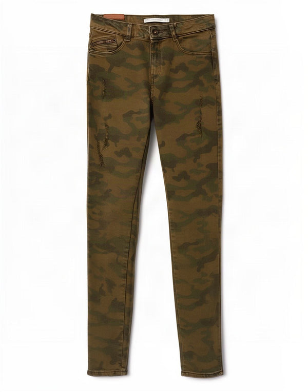 Zara Femme Trafaluc Skinny Jeans EU 38 Small W28 L28 Kaki Camouflage