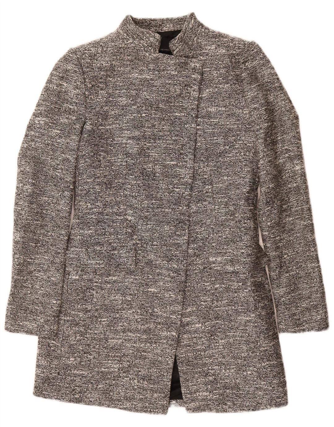 Zara Womens Open Overcoat UK 10 Small Gris Moucheté Coton