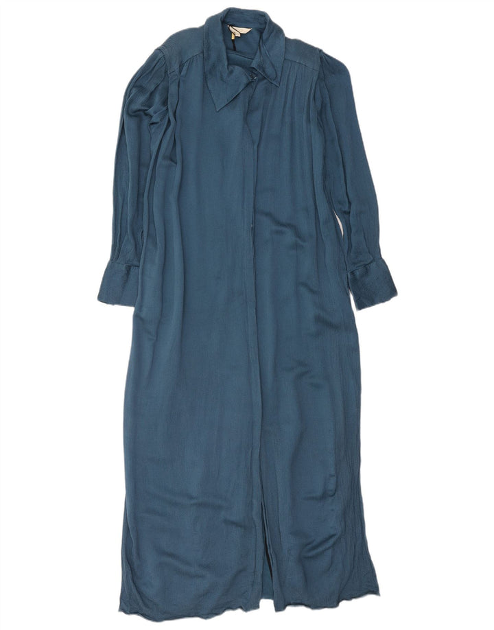 Massimo Dutti Robe chemise longue pour femme EU 38 Bleu marine moyen Viscose