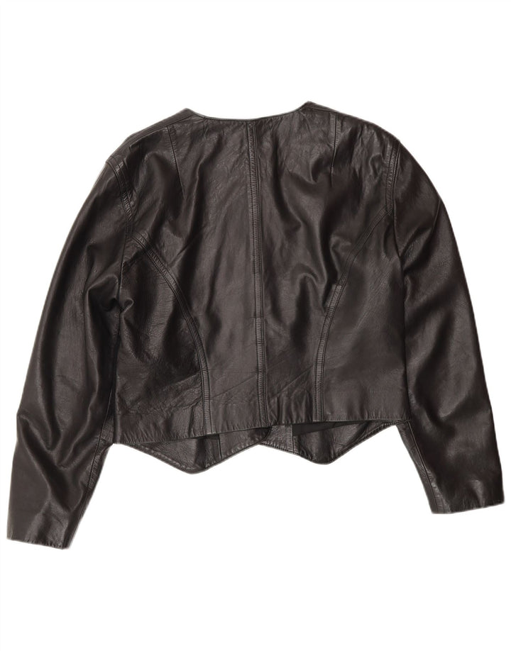 BOGNER Veste en cuir courte pour femme UK 14 Medium Noir