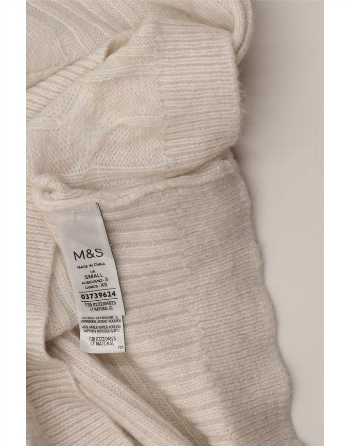 Marks & Spencer Pull surdimensionné à col bateau pour femme UK 10 Petit Blanc