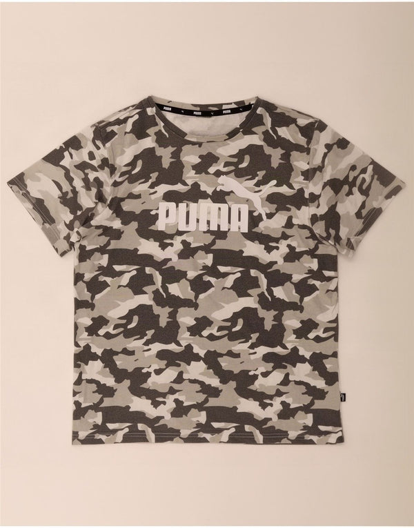 Puma T-Shirt Graphique Homme Large Gris Camouflage Coton