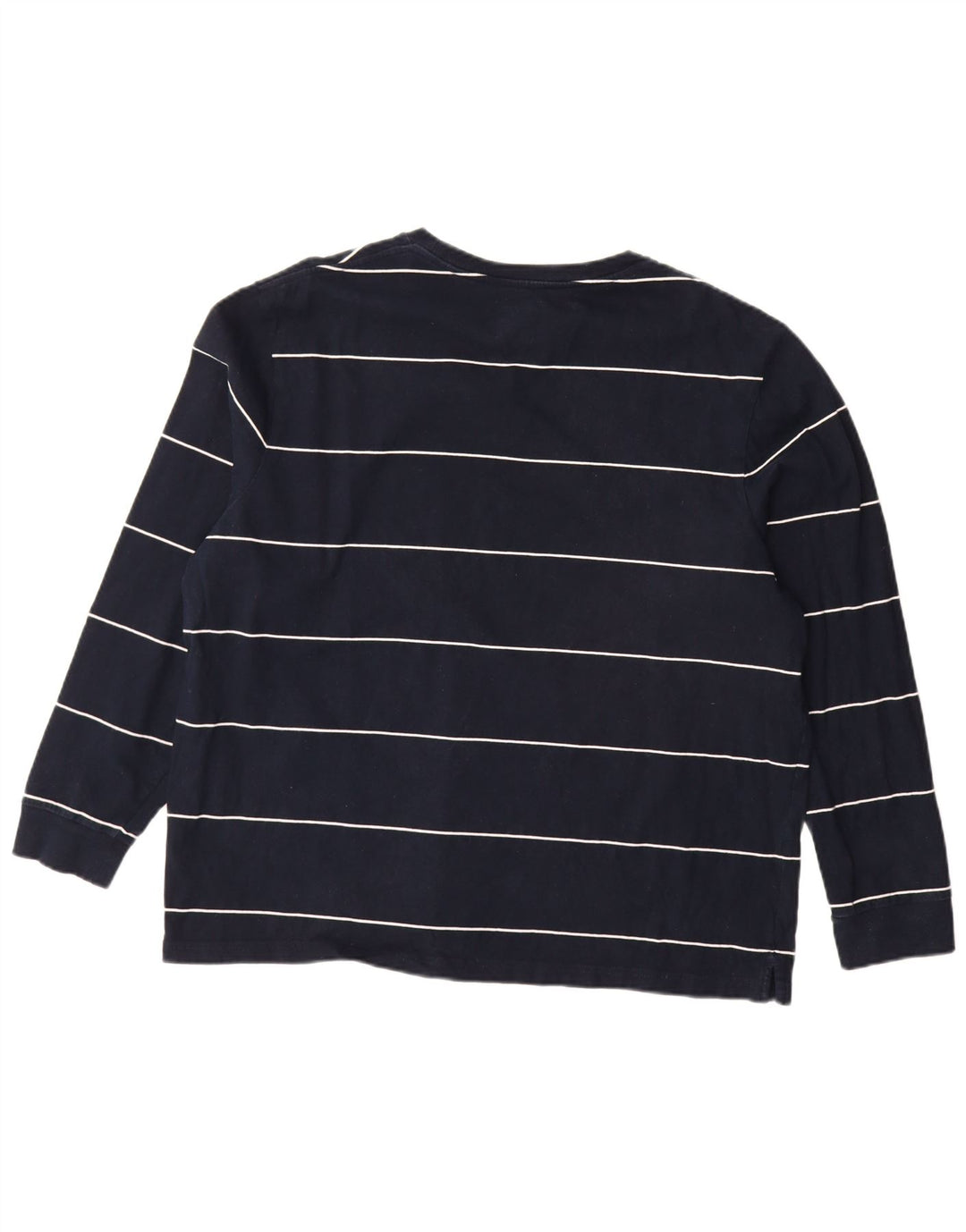 MARKS & SPENCER Haut Homme Manches Longues 2XL Bleu Marine Rayé Coton