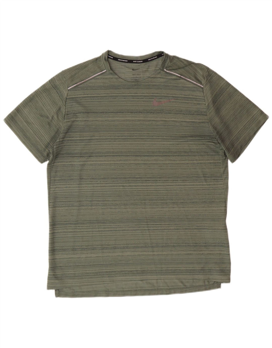Nike Mens Dri Fit T-Shirt Large Vert Rayé Polyester