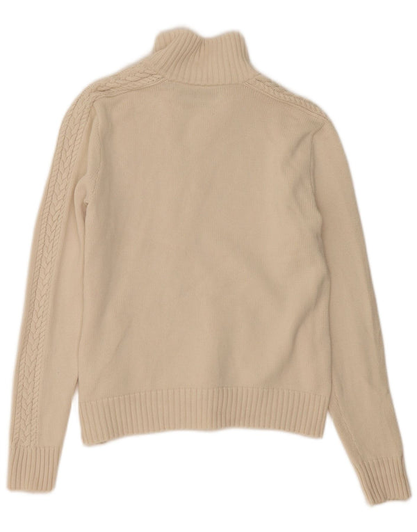 Ralph Lauren Pull Cardigan Femme UK 16 Grand Coton Blanc Cassé