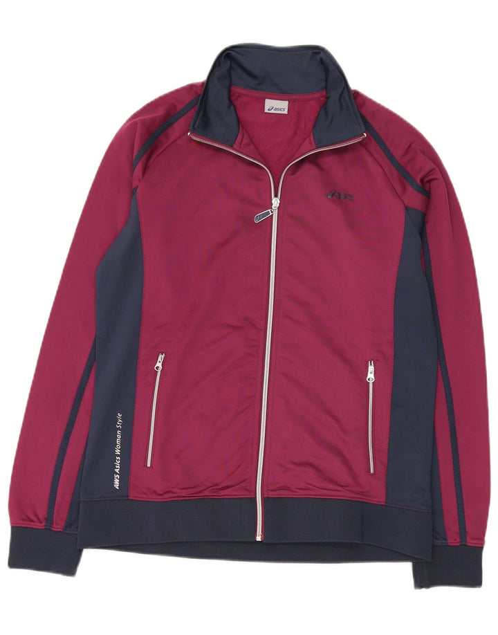 Asics Veste de survêtement pour femme UK 18 XL Bordeaux Colourblock Polyester