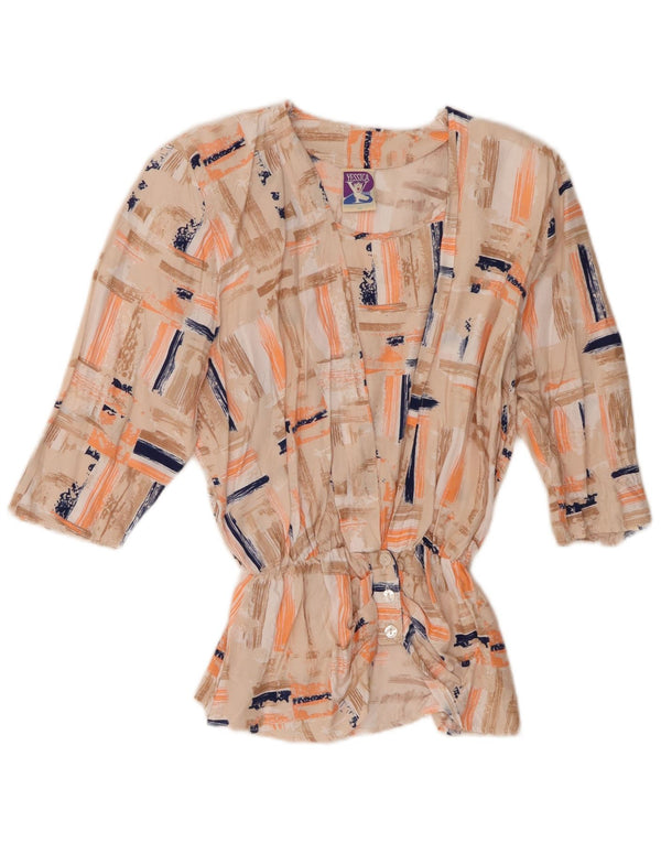 Yessica Femme Chemisier Manches 3/4 Top IT 36 XS Beige Géométrique Viscose