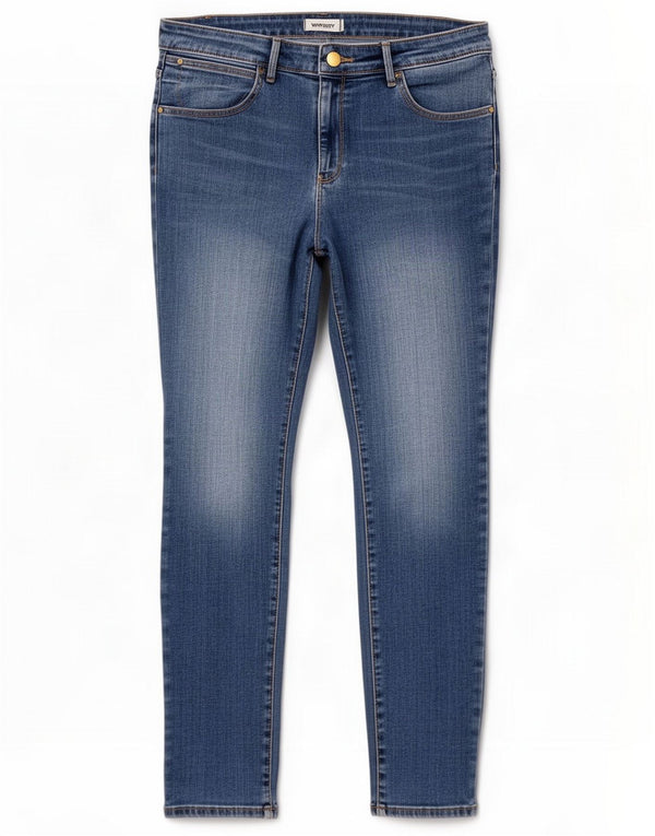 Wrangler Womens Skinny Jeans W34 L29 Bleu Coton