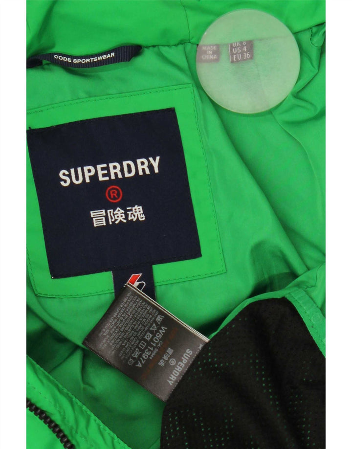 Superdry Veste matelassée à capuche pour femme UK 8 Small Vert Polyester