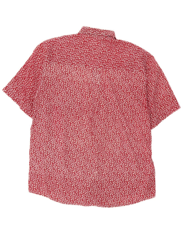 vintage Femme Chemise à manches courtes Taille 38 Coton Floral Rouge Moyen