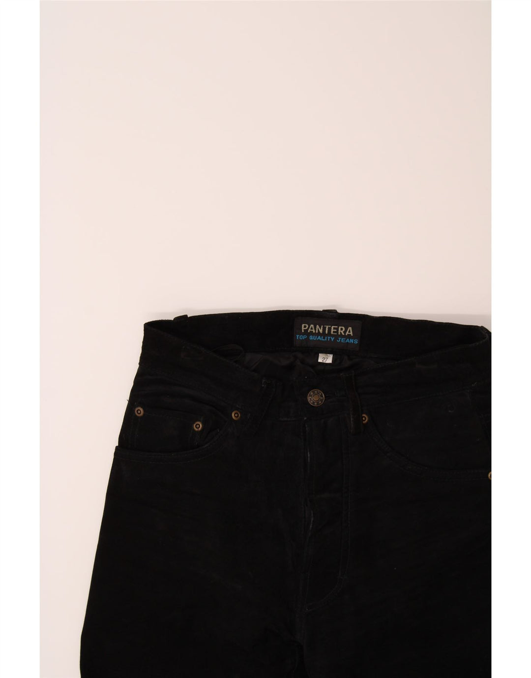 PANTERA Womens Suede Casual Trousers W27 L31 Black Acetate Vintage Pantera and Second-Hand Pantera from Messina Hembry 