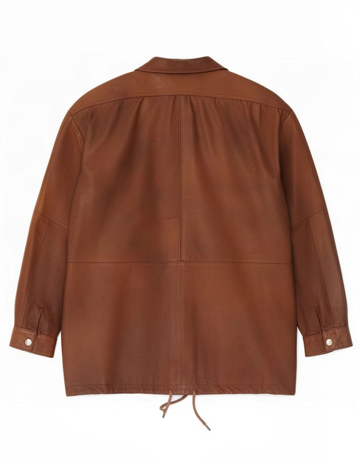 veste en cuir femme vintage UK 16 Grand Brun