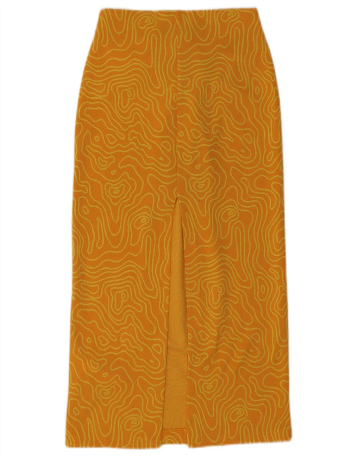 Zara Femme Jupe Midi XS W26 Jaune Géométrique Polyester