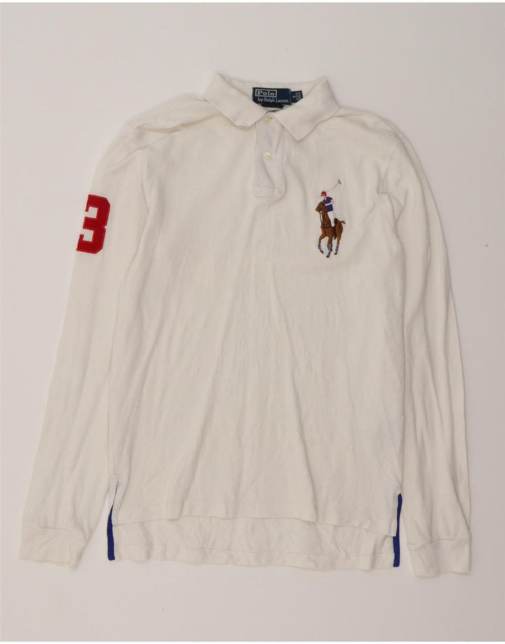 POLO RALPH LAUREN Polo à manches longues pour homme, coupe personnalisée, petit, blanc