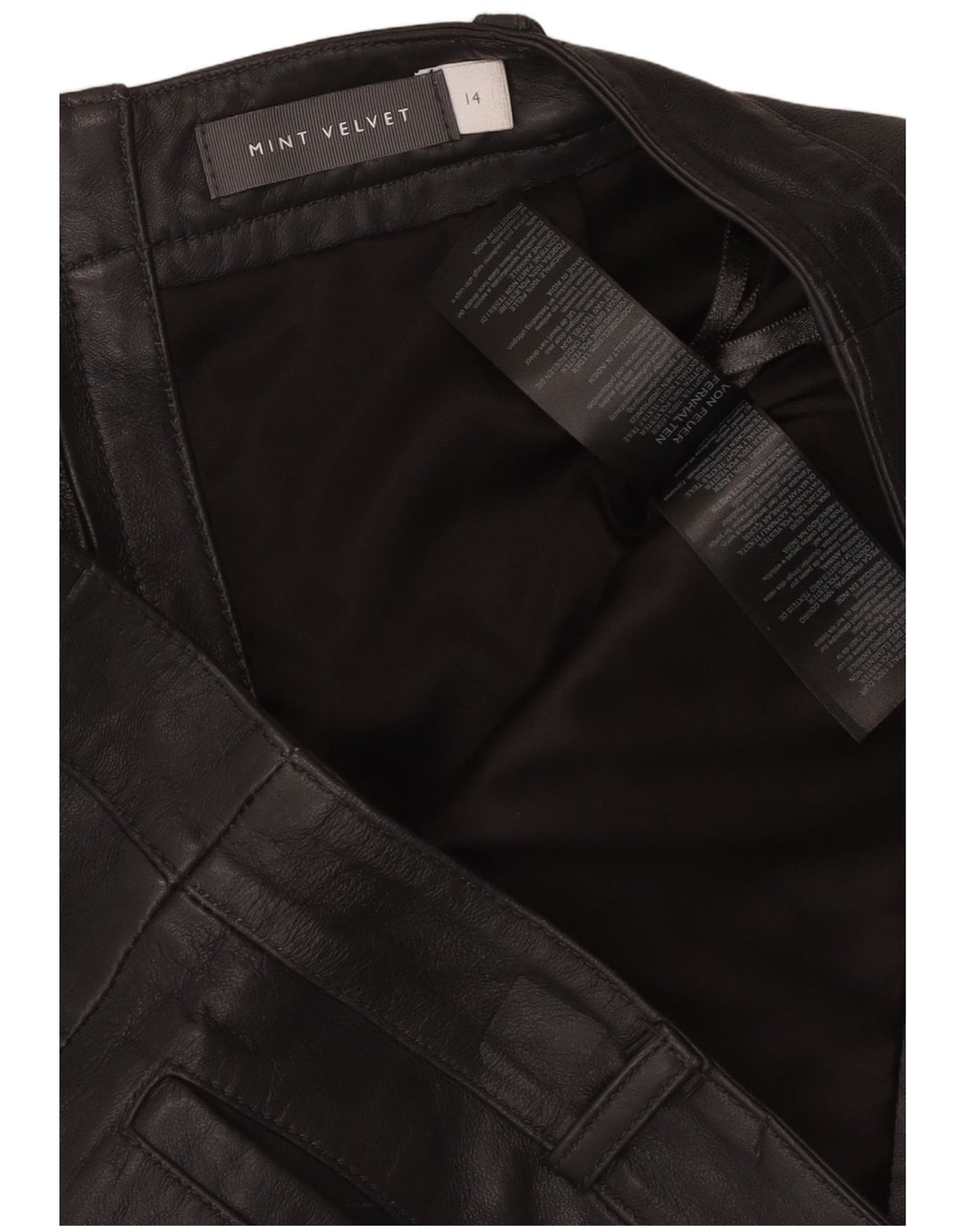 MINT VELVET Jupe en cuir femme UK 14 Large W34 Cuir noir