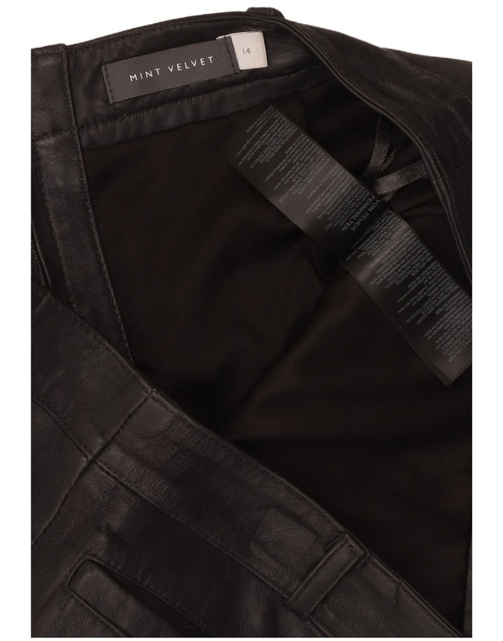 MINT VELVET Jupe en cuir femme UK 14 Large W34 Cuir noir