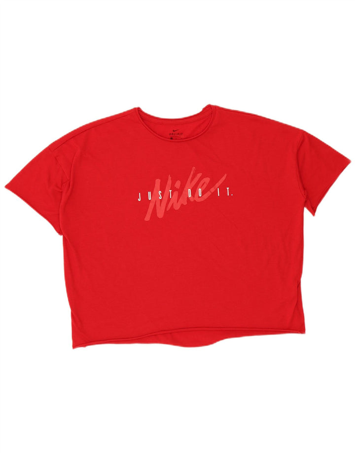 Nike Dri Fit Crop T-shirt graphique surdimensionné pour femme Rouge moyen UK 14