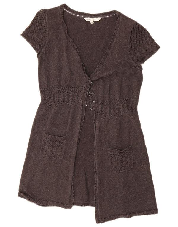 Fat Face Cardigan long à manches courtes pour femme Gris moyen UK 12