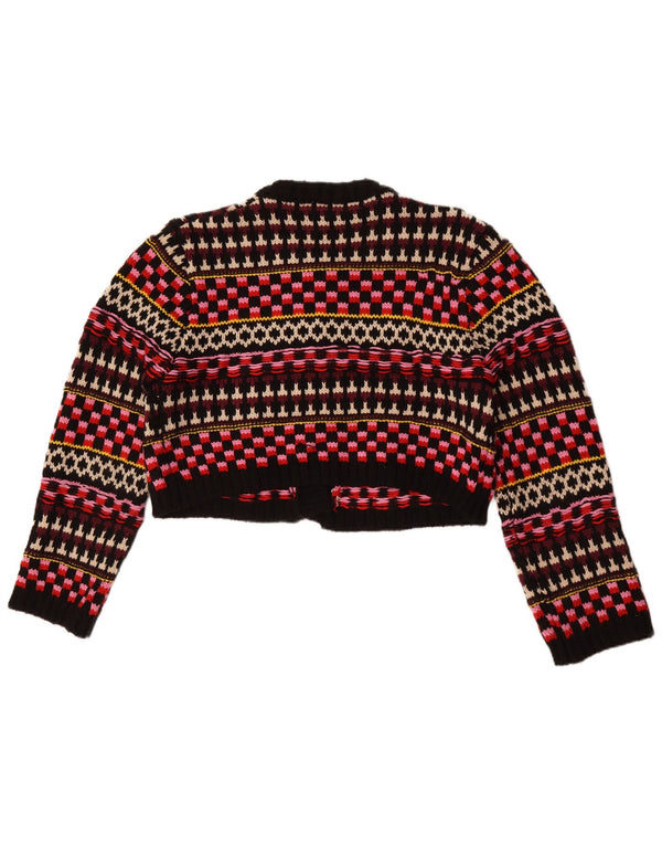 Zara Womens Loose Fit Cardigan Sweater UK 14 Moyen Multicolore Géométrique
