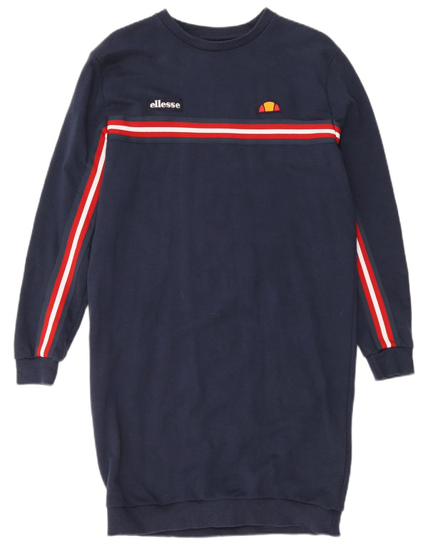 Ellesse Robe pull surdimensionnée à manches longues pour femme UK 6 XS Bleu marine en coton