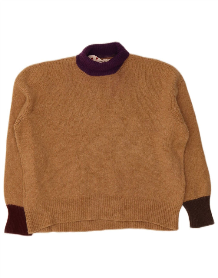 Marni Pull court à col roulé pour femme IT 40 Petit Marron Colorblock