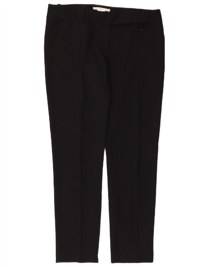 Zara Pantalon Chino Slim Femme EU 42 Large W32 L30 Noir Polyester