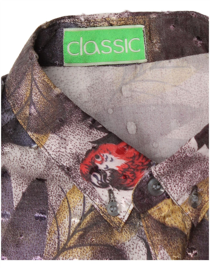 Chemise graphique vintage à manches courtes pour hommes, grande taille, multicolore