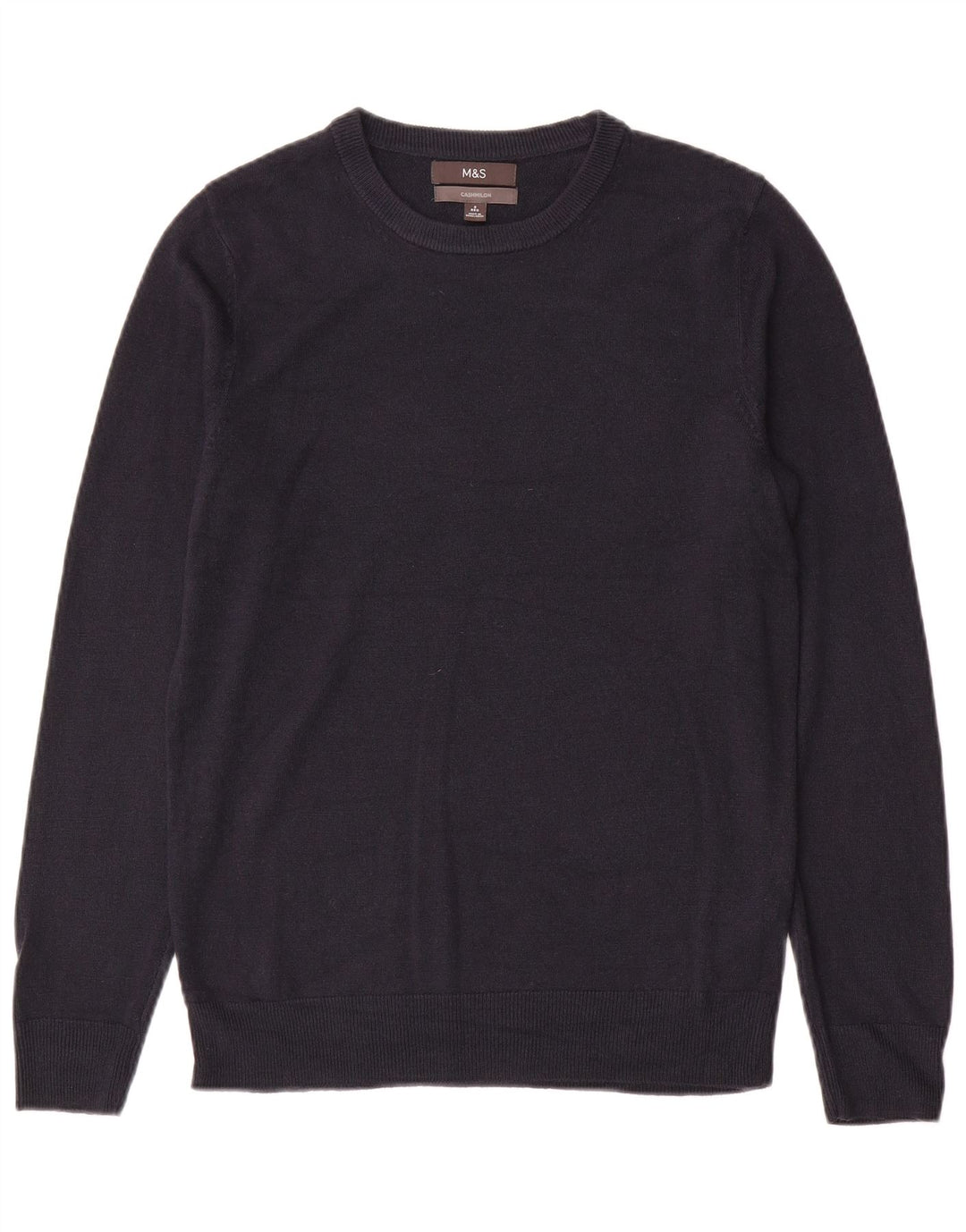 Marks & Spencer Pull à col rond pour homme Petit cachemire bleu marine