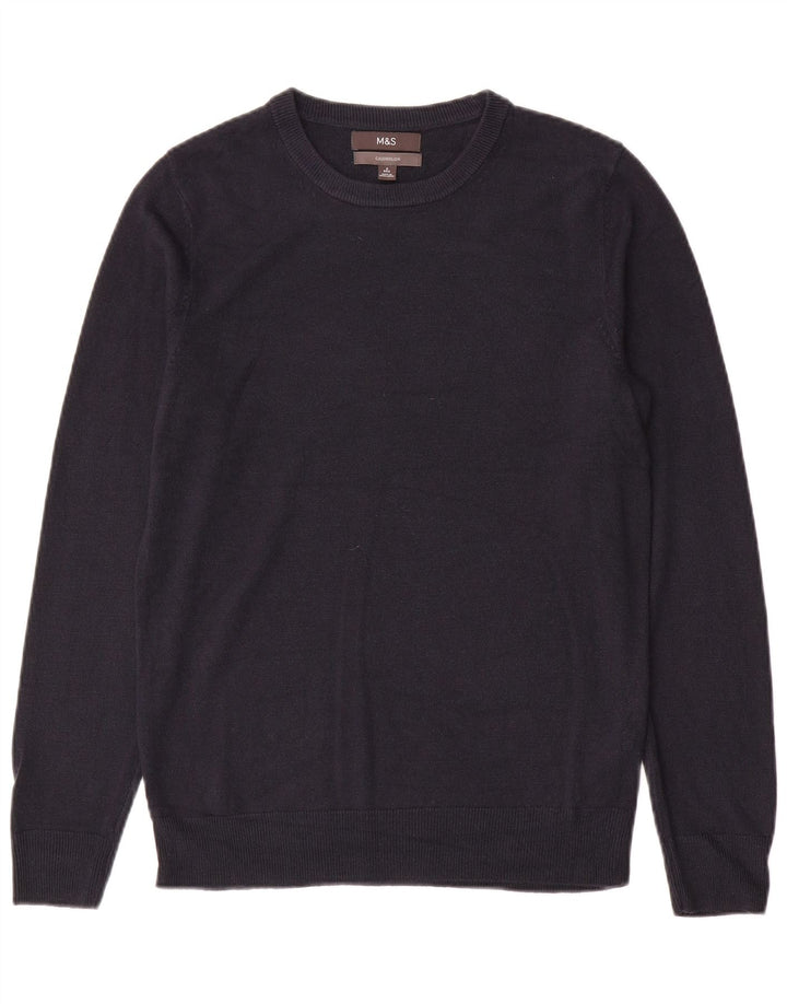 Marks & Spencer Pull à col rond pour homme Petit cachemire bleu marine