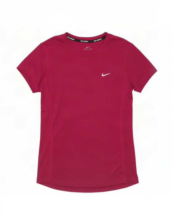 Nike Womens Dri Fit T-Shirt Top UK 10 Petit Rose Polyester