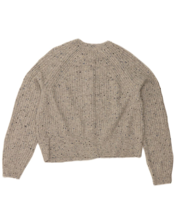 Marks & Spencer Pull cardigan court pour femme UK 14 Gris moyen moucheté