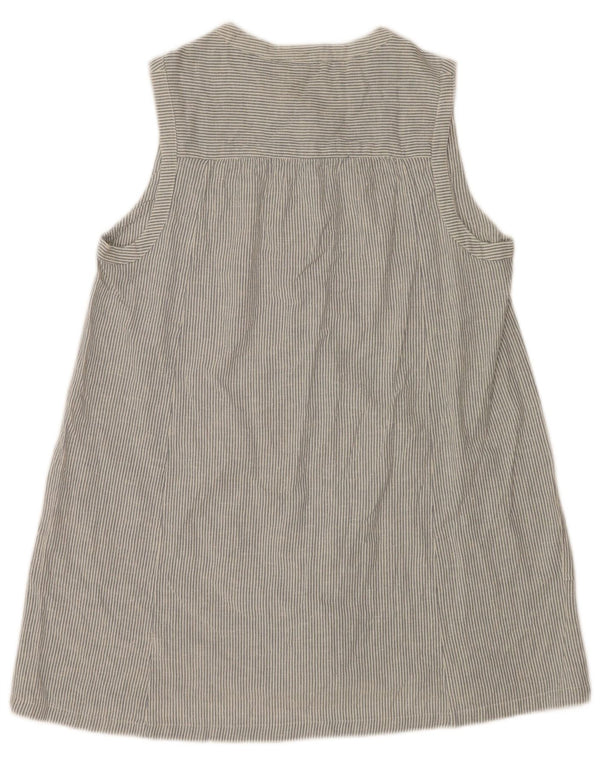 Fat Face Robe droite sans manches pour femme UK 12 Bleu moyen en coton à fines rayures