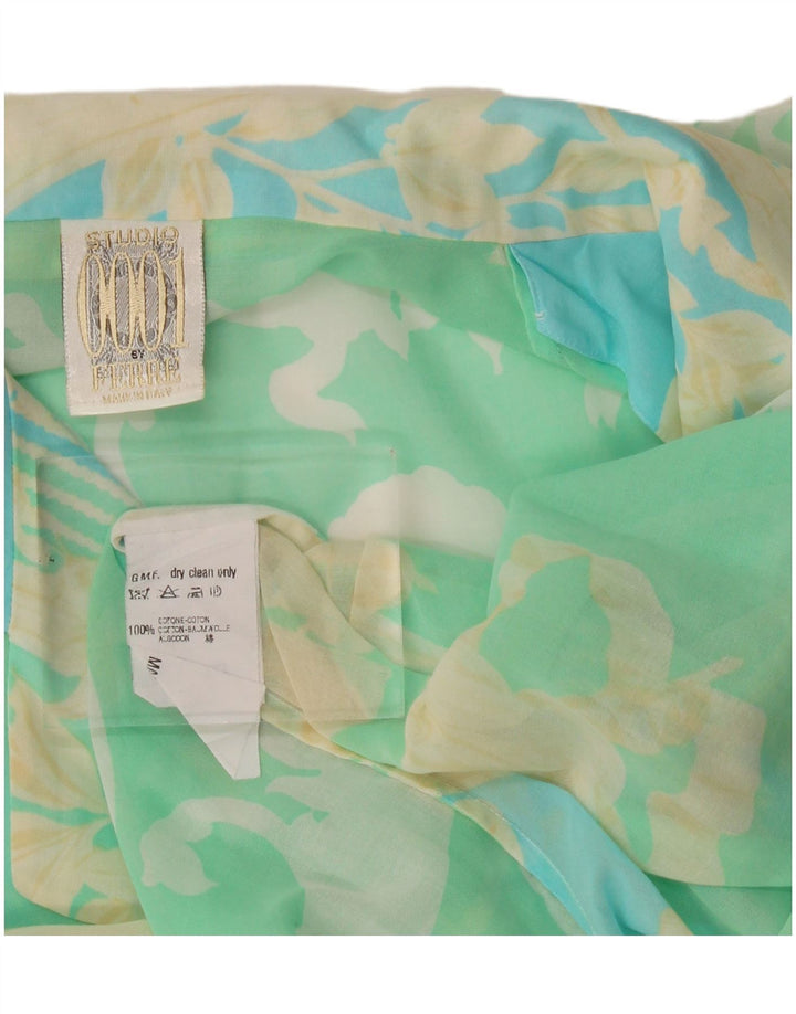 Ferre Chemisier à motif abstrait pour femme UK 14 Grand coton vert