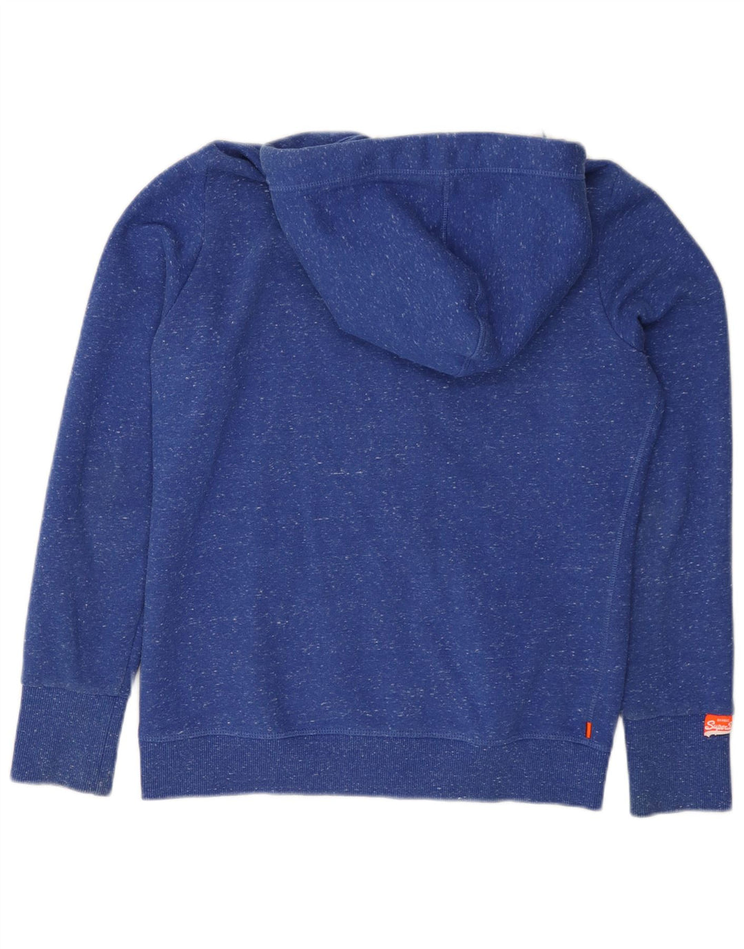 SUPERDRY Pull à capuche zippé pour femme UK 16 Grand coton moucheté bleu