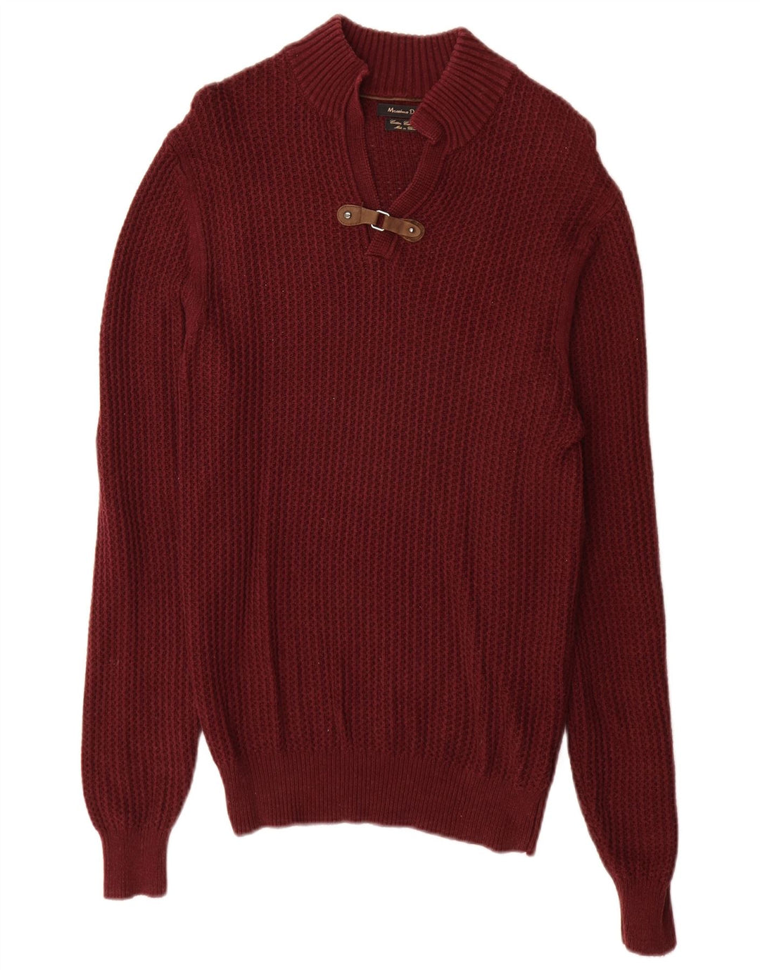 Massimo Dutti Pull col roulé pour homme en coton bordeaux Taille S