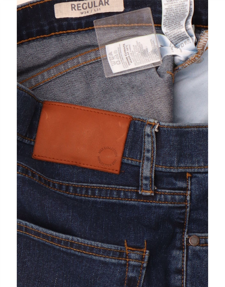 MARKS & SPENCER Jean droit régulier homme W34 L31 bleu marine coton