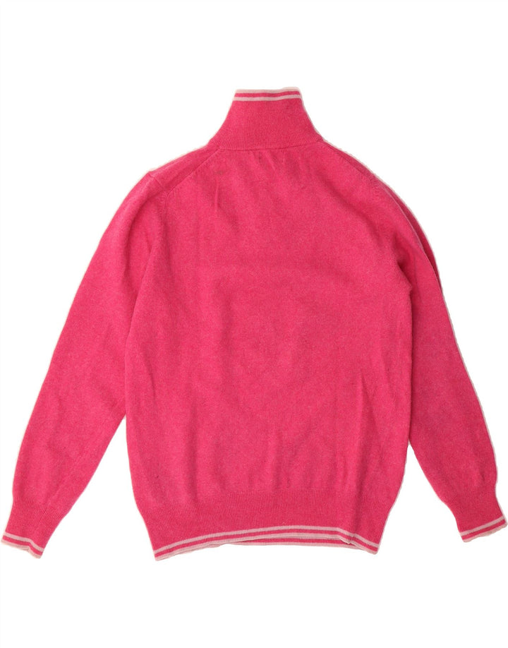 KAPPA Womens Zip Neck Jumper Sweater UK 14 Medium Pink Virgin Wool Vintage Kappa and Second-Hand Kappa from Messina Hembry 