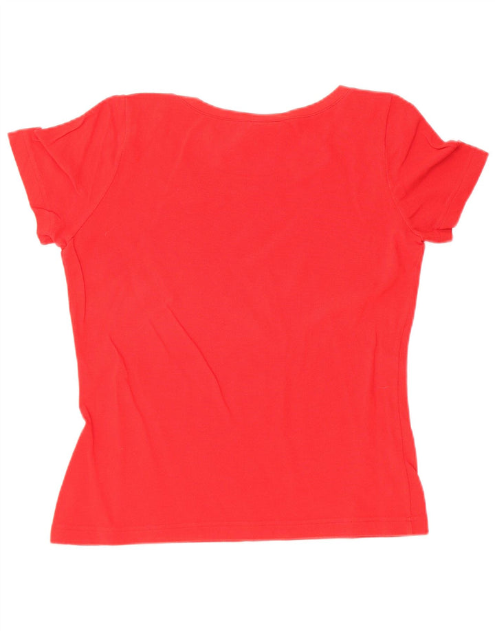LACOSTE T-Shirt Femme Top Taille 36 Petit Rouge Coton