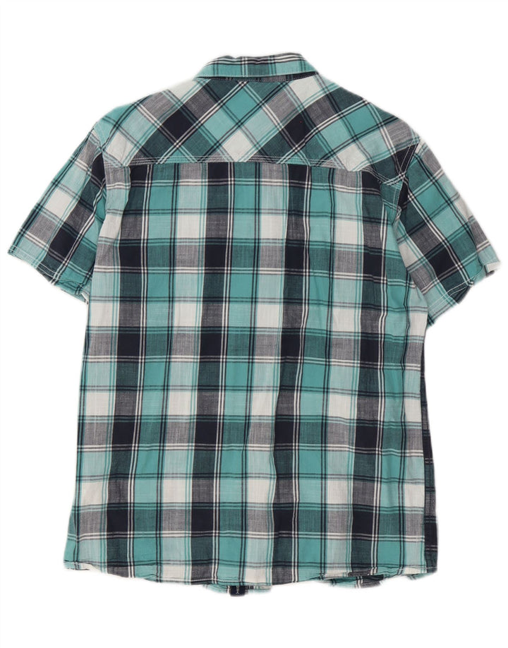 Weird Fish Chemise à Manches Courtes Homme Bleu Moyen à Carreaux Coton