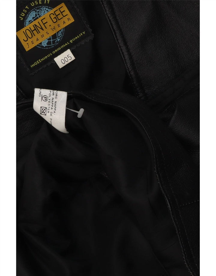 John F Gee Gilet en cuir pour homme en cuir noir moyen