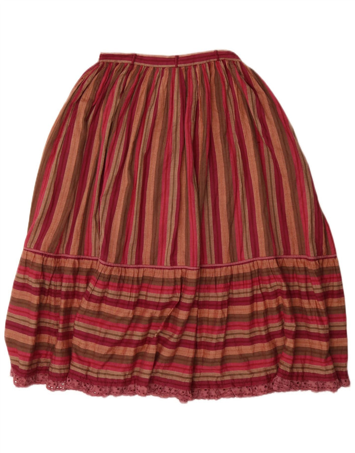 VINTAGE Femmes Taille Haute Jupe Plissée Grande W26 Rayé Multicolore