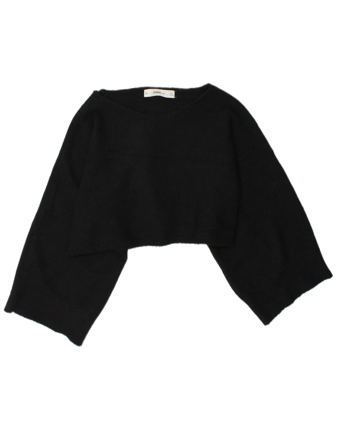Zara Haut court surdimensionné à manches longues pour femme UK 14 Noir moyen