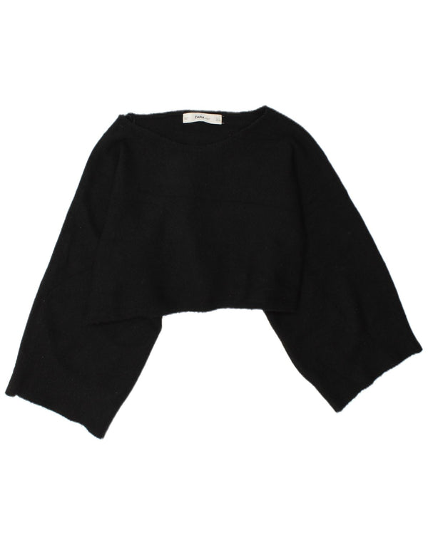 Zara Haut court surdimensionné à manches longues pour femme UK 14 Noir moyen