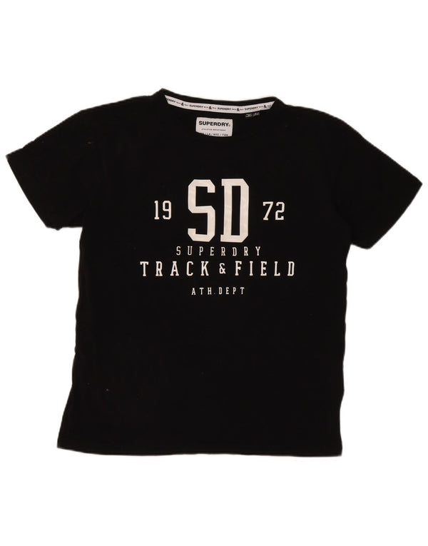 Superdry T-Shirt Graphique Femme UK 12 Coton Noir Moyen